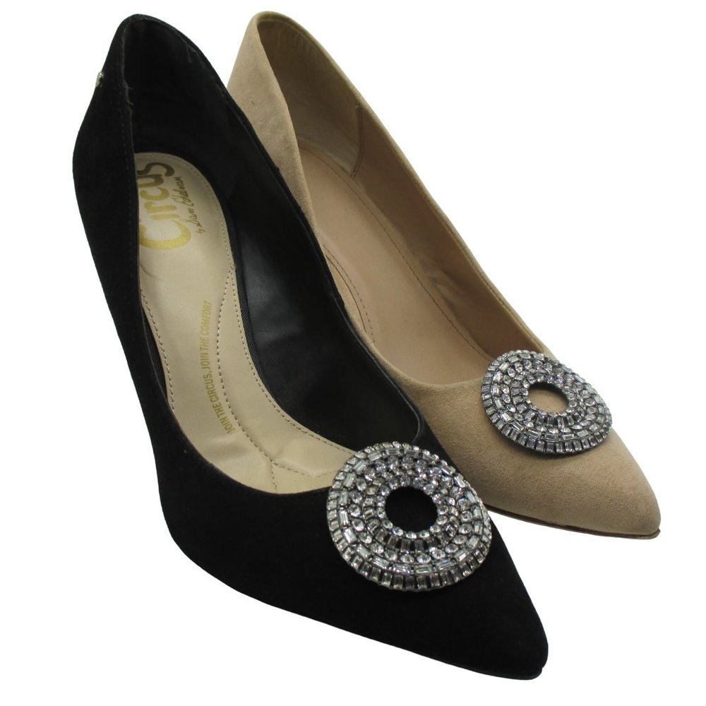 White House Black Market WHBM Glass Crystal Circular Shoe Clips, 1 Set NWT